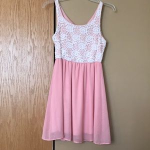 Coral/light pink and cream dress